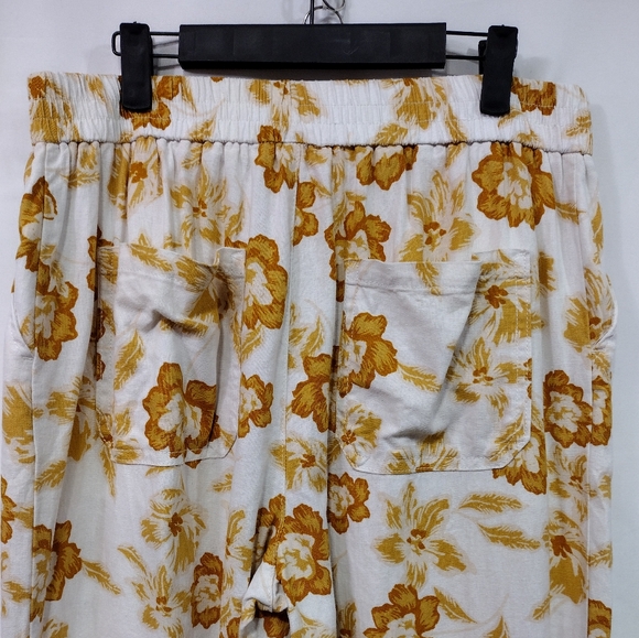 Rachel Zoe Linen Blend Floral Wide-Leg Pants Womens XL White Brown Boho Retro - Picture 6 of 8
